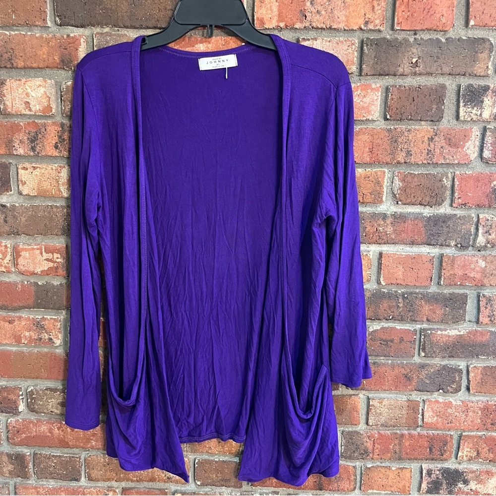 Made By Johnny womens lightweight open front lagenlook artsy cardigan purple